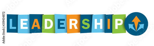 LEADERSHIP colorful vector typography banner with arrows symbol