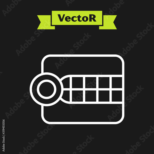 White line Dentures model icon isolated on black background. Dental concept. Vector Illustration