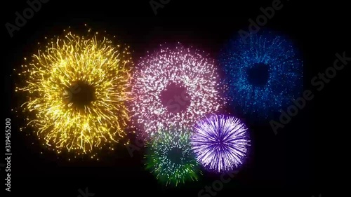 Realistic animation Firework Colorful motion video