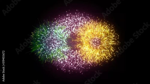 Realistic animation Firework Colorful motion video