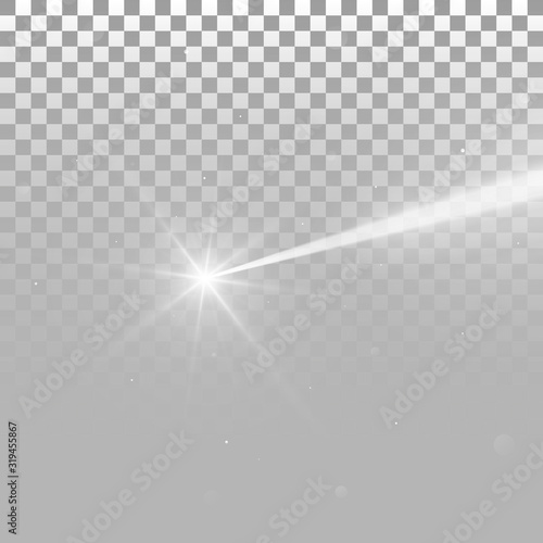 Abstract white laser beam. Isolated on transparent background. Vector illustration, eps 10.