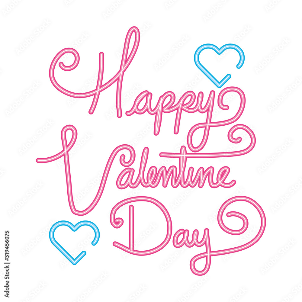 happy valentines day lettering with hearts decoration