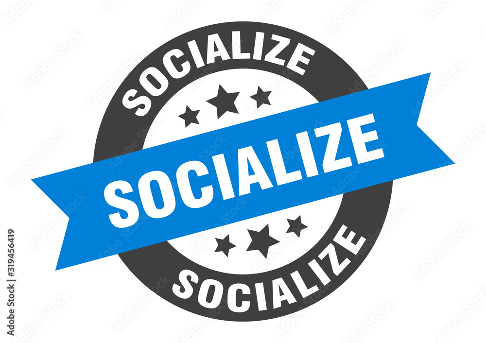 Fototapeta premium socialize sign. socialize round ribbon sticker. socialize tag