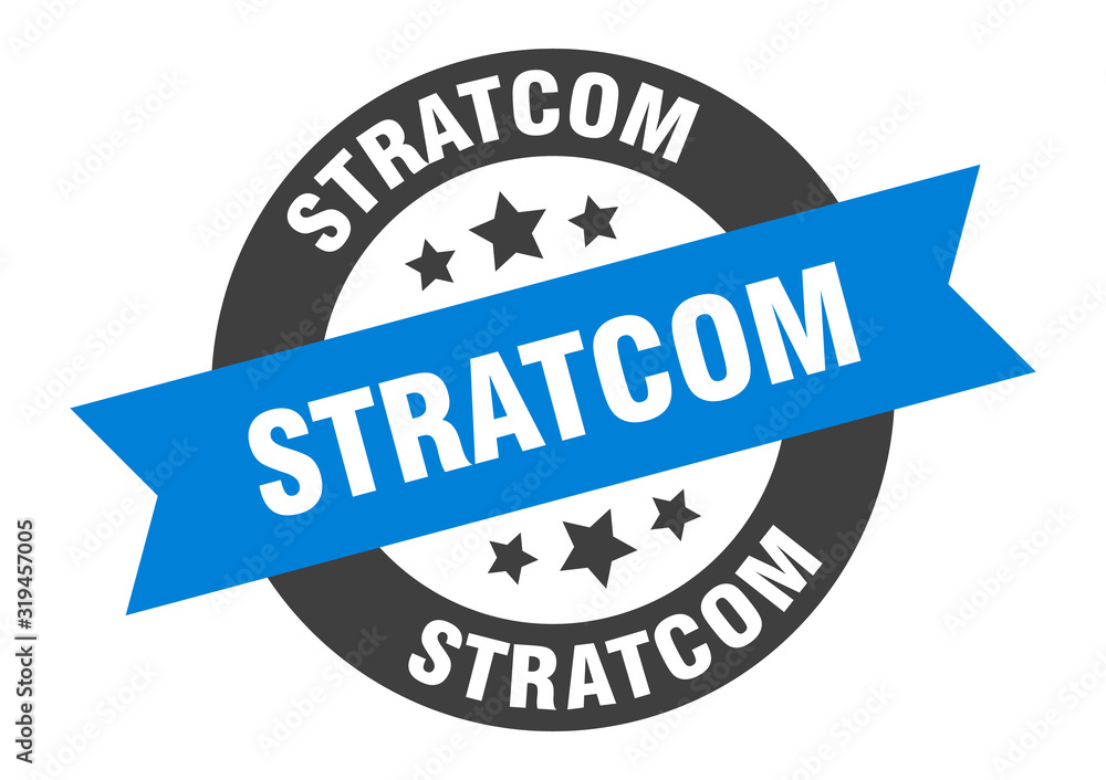 Fototapeta premium stratcom sign. stratcom round ribbon sticker. stratcom tag