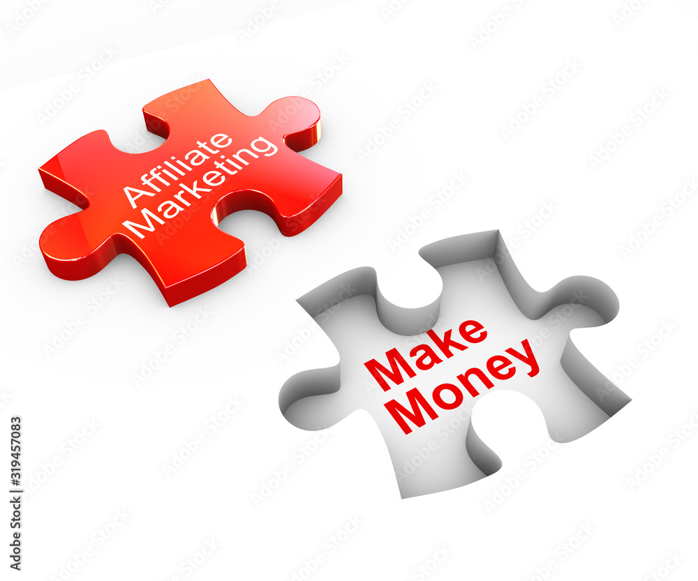3d puzzle piece affiliate marketing earn money concept 3d puzzle piece affiliate marketing earn money concept