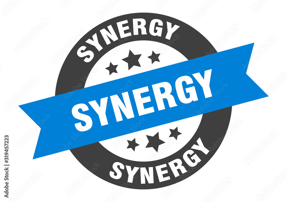 Fototapeta premium synergy sign. synergy round ribbon sticker. synergy tag