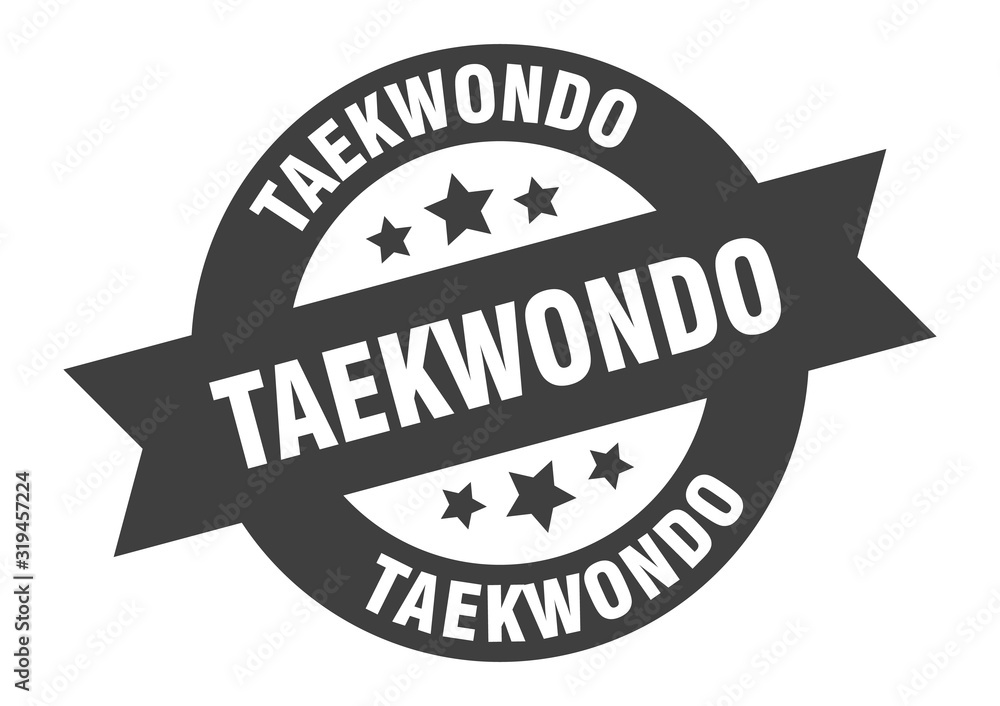 taekwondo sign. taekwondo round ribbon sticker. taekwondo tag