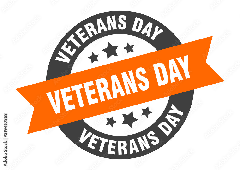 Fototapeta premium veterans day sign. veterans day round ribbon sticker. veterans day tag