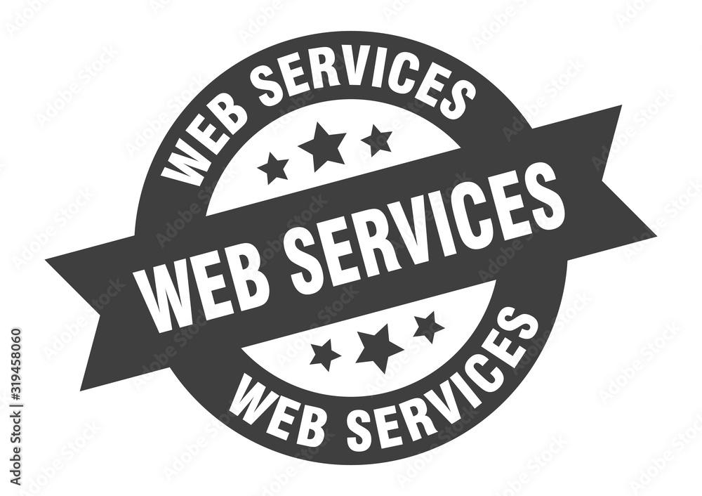 web services sign. web services round ribbon sticker. web services tag