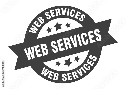 web services sign. web services round ribbon sticker. web services tag
