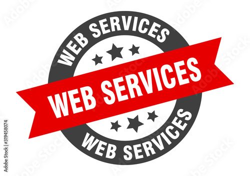 web services sign. web services round ribbon sticker. web services tag