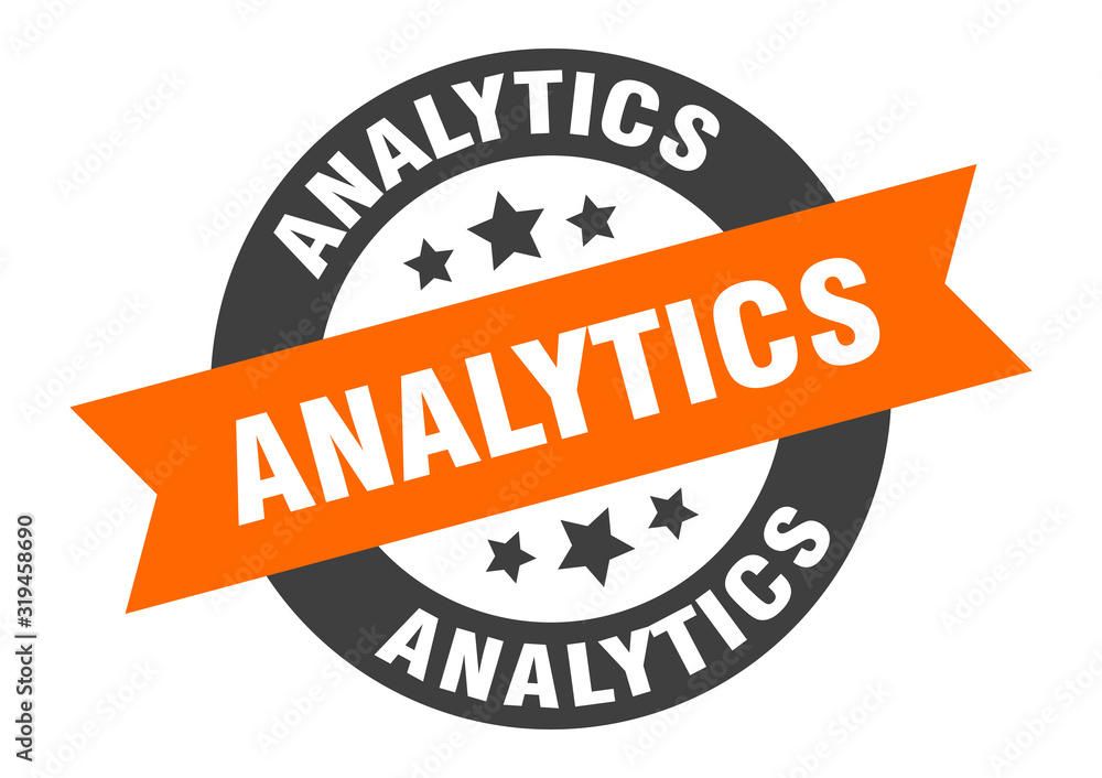 Obraz premium analytics sign. analytics round ribbon sticker. analytics tag