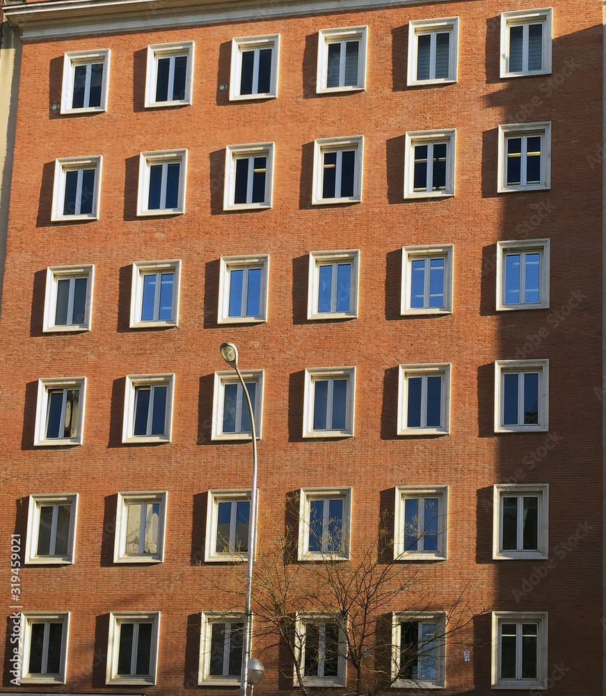 Lines of windows in exterior building