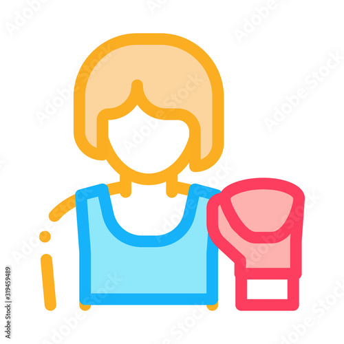 Boxer Woman Icon Vector. Outline Boxer Woman Sign. Isolated Contour Symbol Illustration