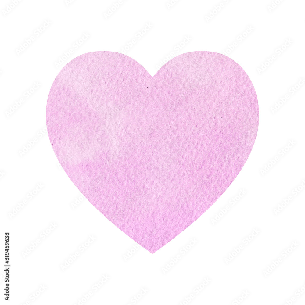 Watercolor heart of pink color.