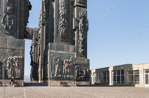 The Chronicle of Georgia is a monument located near Tbilisi sea, was created by Zurab Tsereteli in 1985 but was never fully finished. photo