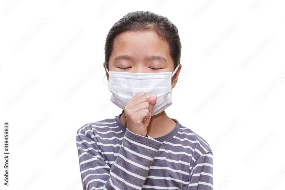 Asian young kid wearing a surgical mask