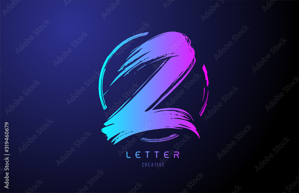 alphabet Z letter logo grunge brush blue pink logo icon design template alphabet Z letter logo grunge brush blue pink logo icon design template