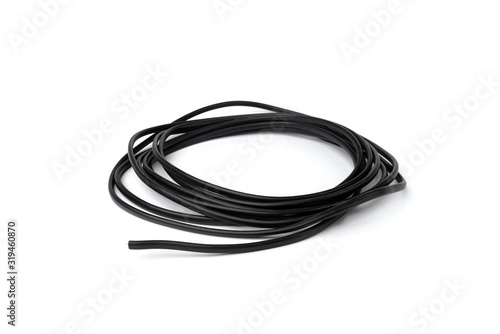 Black cable isolated on white background.