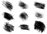 Set of black paint brush strokes. Beautiful set of black smears