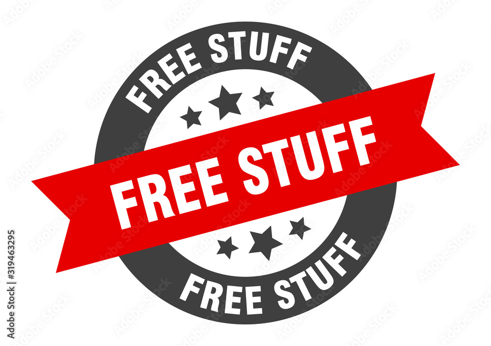 Fototapeta premium free stuff sign. free stuff round ribbon sticker. free stuff tag