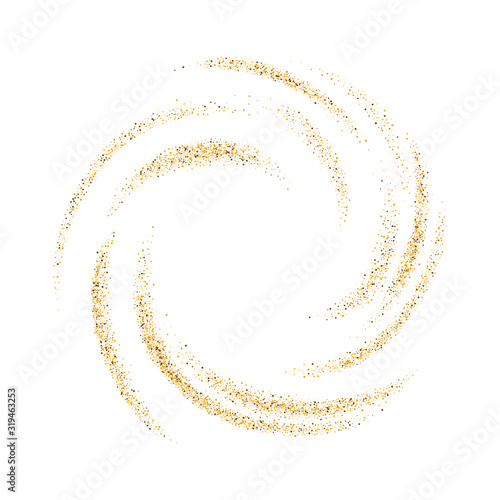 Abstract background with gold luminous swirling backdrop. Glowing spiral. Vector whirlpool