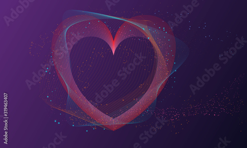 Modern abstract heart gradient linear waves backgrounds.