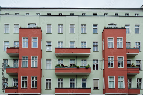 Photography Front view of the facade of a renovated old apartment building in Berlin, Germany