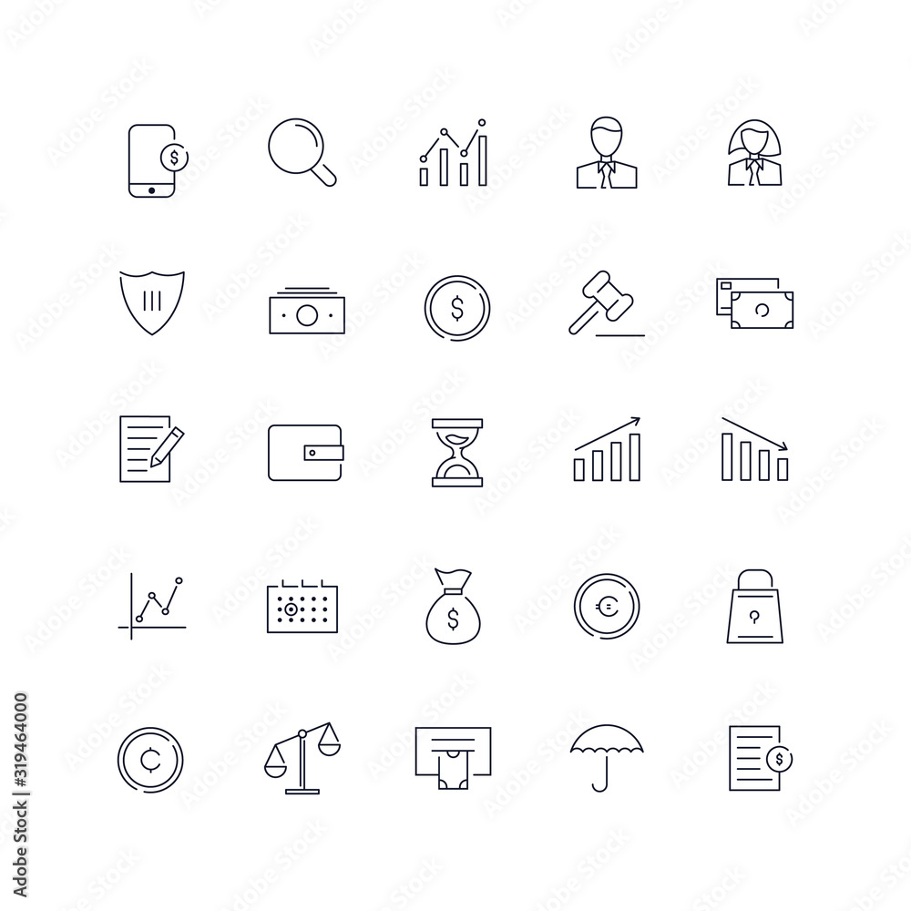 Finance pack. Vector illustration. Web icon batch Finance pack. Vector illustration. Web icon batch