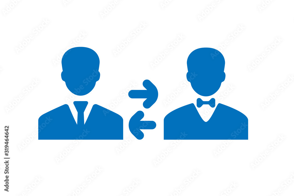 Peoples are together icon vector, people communication each other icon. blue version Peoples are together icon vector, people communication each other icon. blue version
