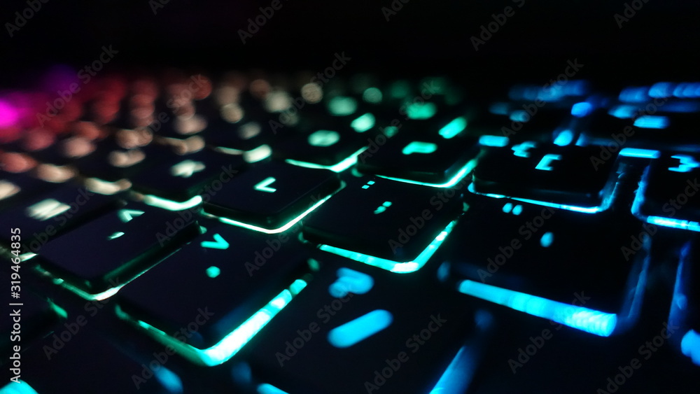 Gaming Keyboard Rainbow Led Color Lights Display Red Green Yellow Stock Photo Adobe Stock