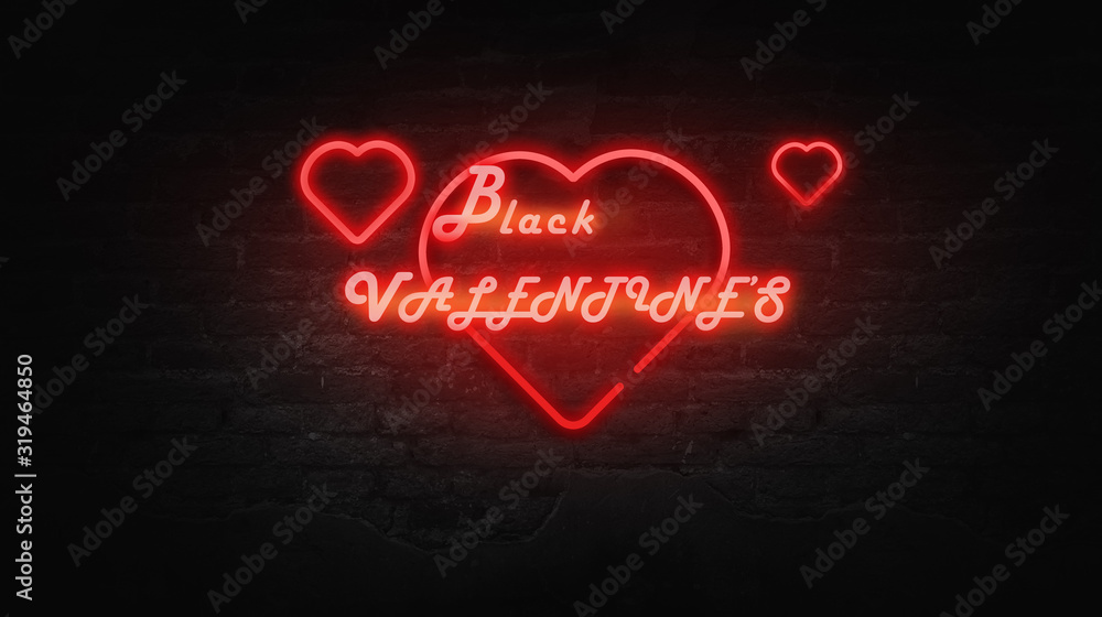 happy valentines day, glow neon on wall