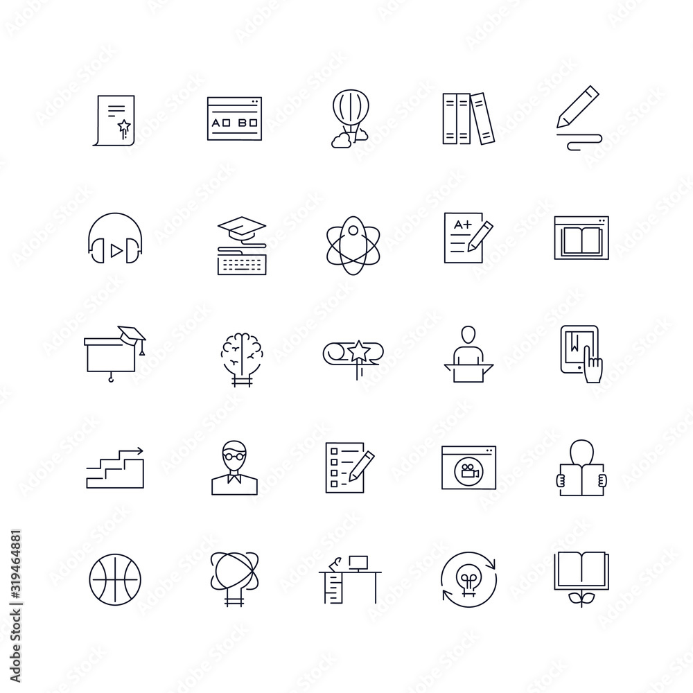  Line icons set. Education pack. Vector batch 