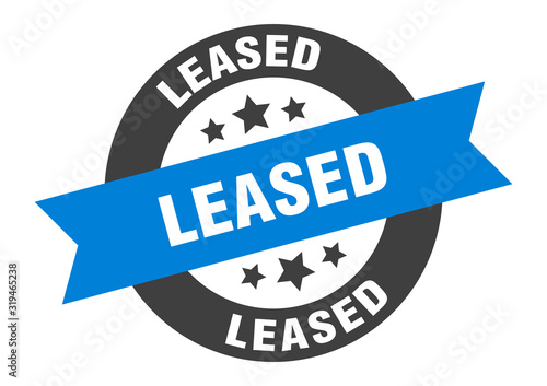 leased sign. leased round ribbon sticker. leased tag