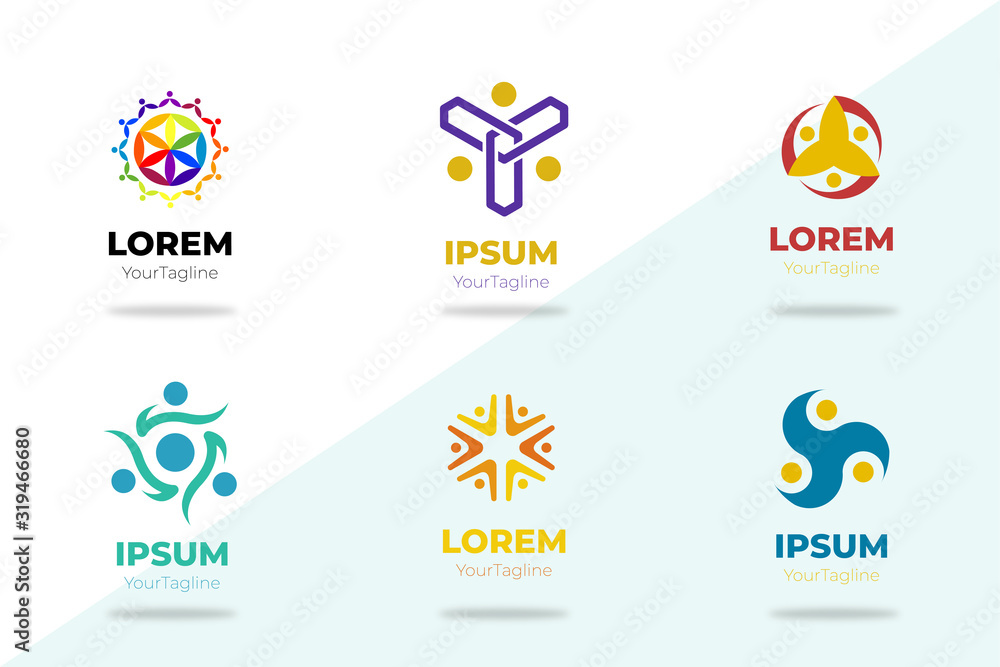 Fototapeta premium People Circle logo templates collection