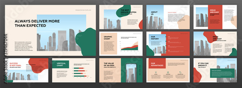 Modern minimalistic powerpoint presentation templates for business and construction. Use for modern keynote presentation brochure design, website slider, landing page, annual report, company profile.