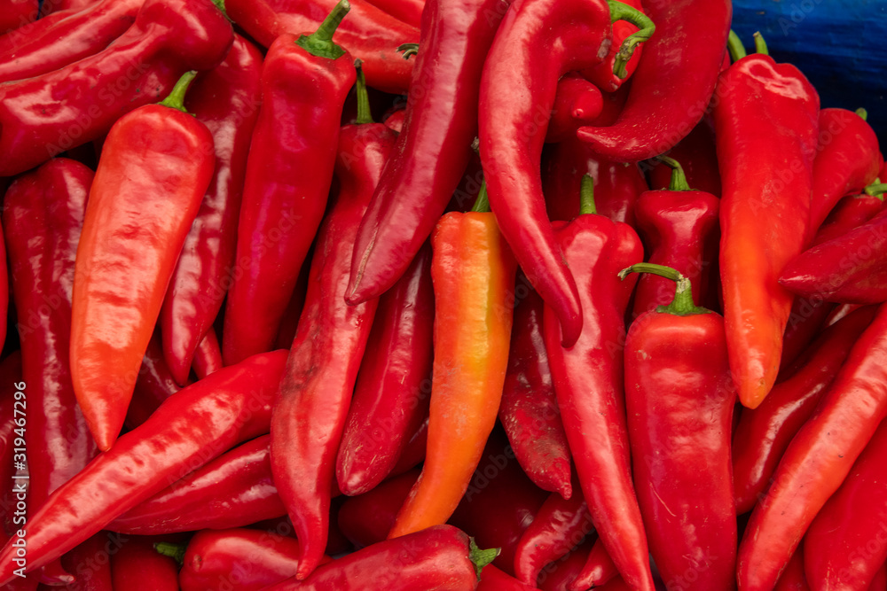 red hot chili peppers in the market 