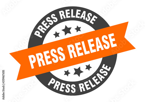 press release sign. press release round ribbon sticker. press release tag