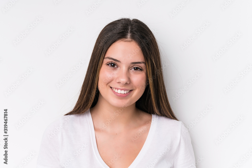 Young pretty caucasian woman face closeup isolated Young pretty caucasian woman face closeup isolated