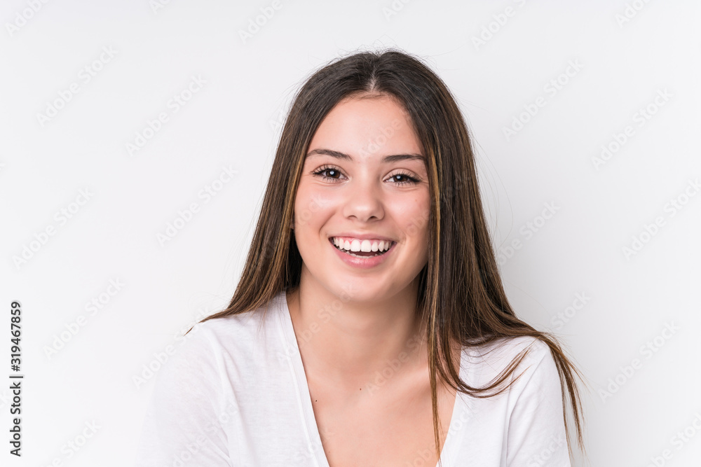 Young pretty caucasian woman face closeup isolated Young pretty caucasian woman face closeup isolated