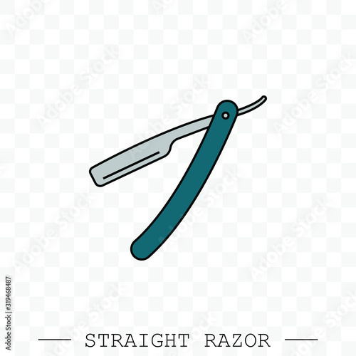straight razor vetor icon. old razor blade color