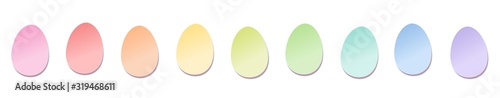 Sticky notes, easter eggs shaped, rainbow colored line. Isolated vector illustration on white background.
