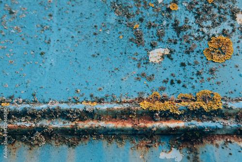 rust texture on old blue paint 