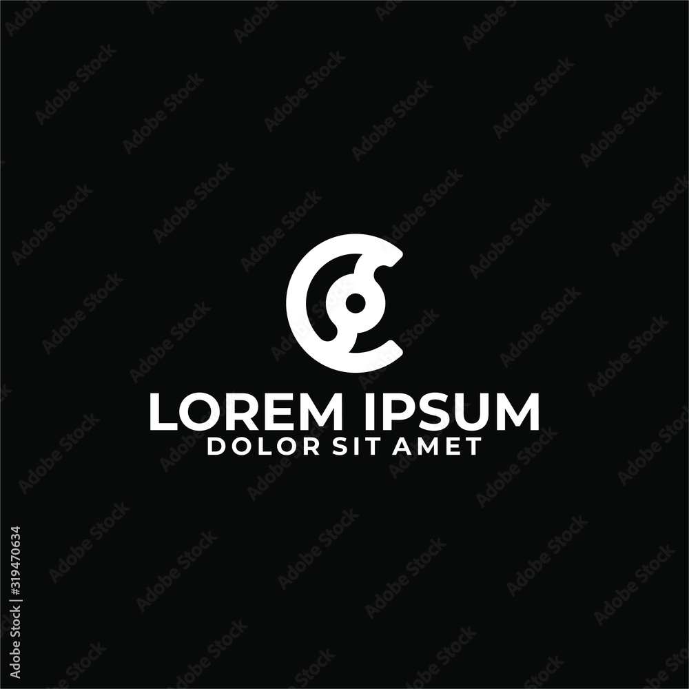 Initial letter C logo template with circle line art symbol in flat design monogram illustration Initial letter C logo template with circle line art symbol in flat design monogram illustration