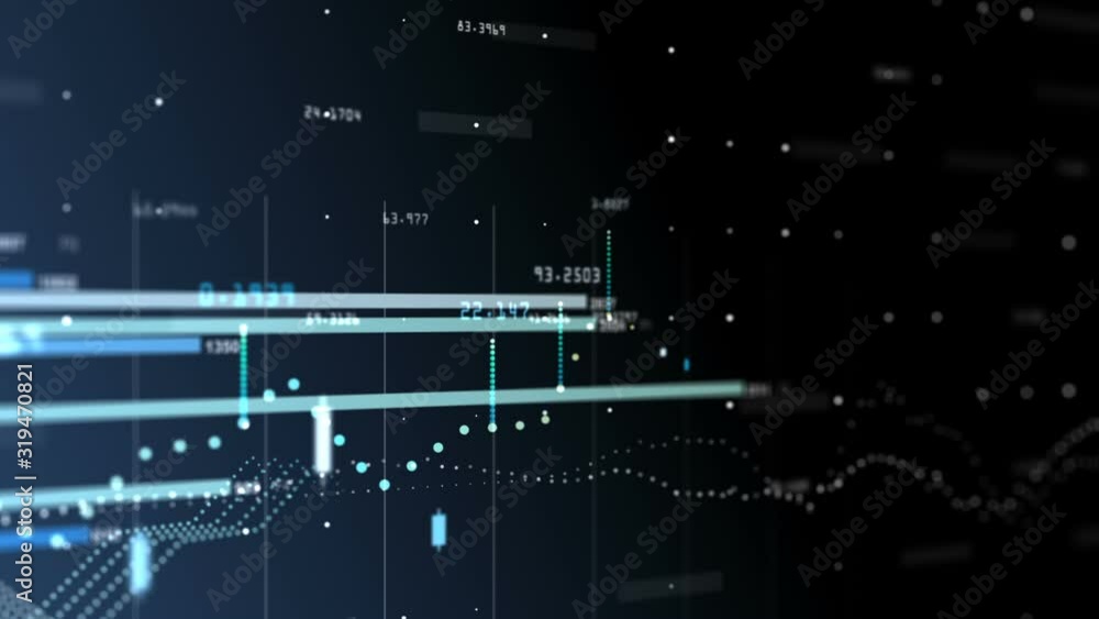 Generic business background. Animated blue graph, bars, diagrams and chart elements. Depth of field settings. 3D rendering Generic business background. Animated blue graph, bars, diagrams and chart elements. Depth of field settings. 3D rendering