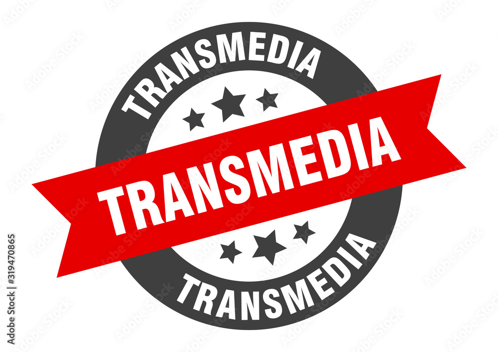 Fototapeta premium transmedia sign. transmedia round ribbon sticker. transmedia tag