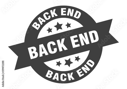 back end sign. back end round ribbon sticker. back end tag