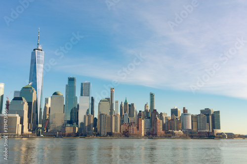 Lower Manhattan New York City Skyline along the Hudson River