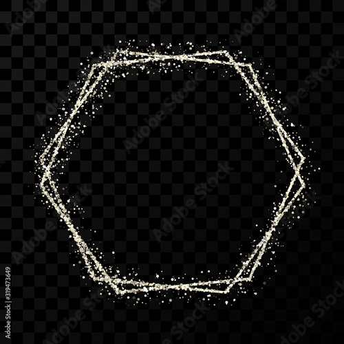 Silver shiny double hexagon frame with light effects