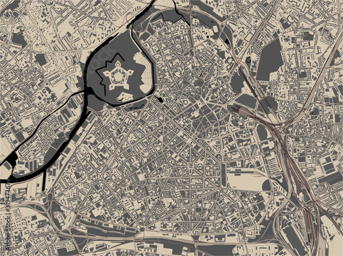 map of the city of Lille, Nord, Hauts-de-France, France